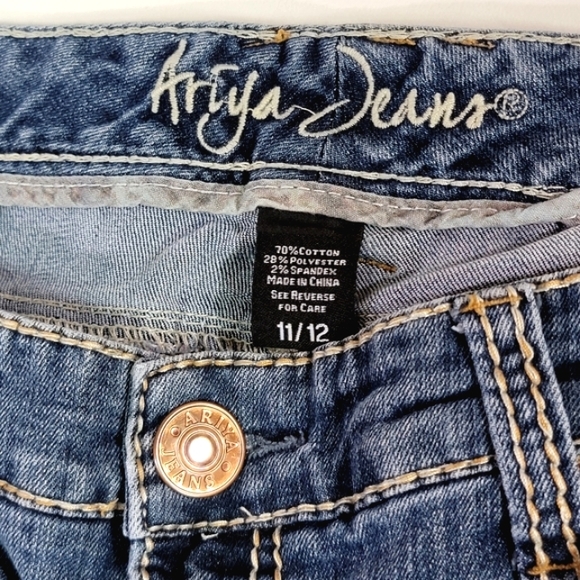 ARIYA JEANS ♡ Sweet 'n Sexy Embellished Bling Stretchy Flared Blue Jeans 11|12 - Picture 14 of 17